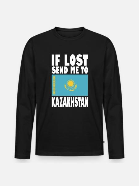 Kazakhstan Flag Saying - Men's Premium Organic Long Sleeve Shirt - black