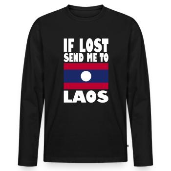 Drapeau du Laos - T-shirt manches longues Premium bio Homme - noir - Devant - Nico (187cm)