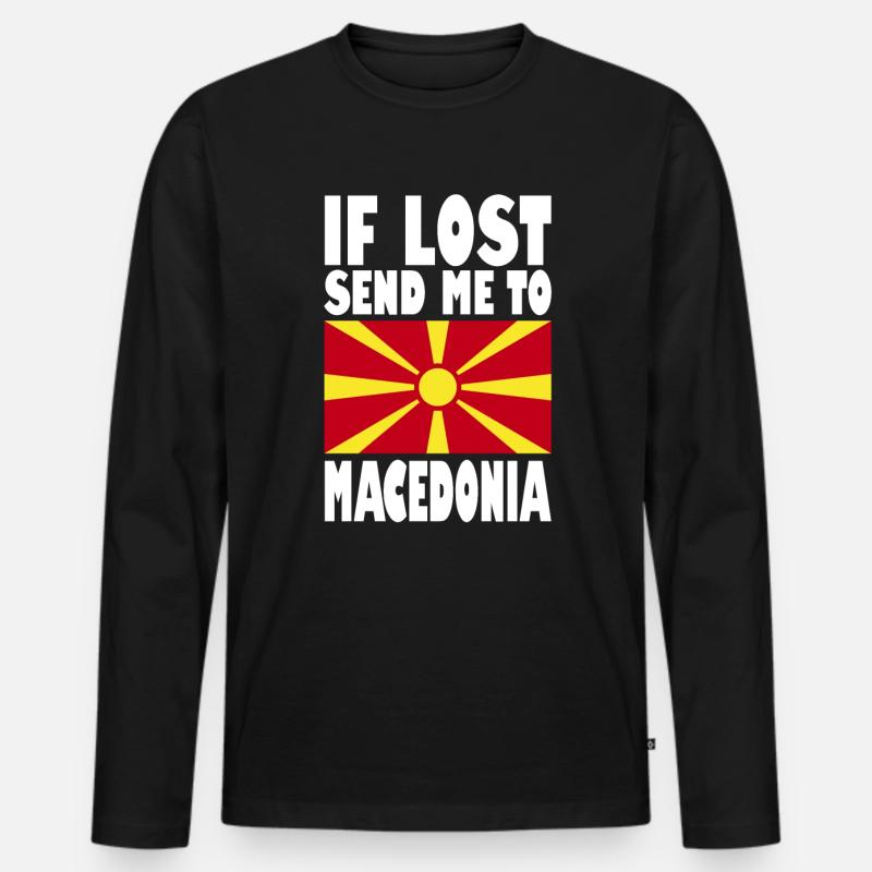 Mazedonien Flagge Spruch - Männer Premium Bio Langarmshirt - Schwarz