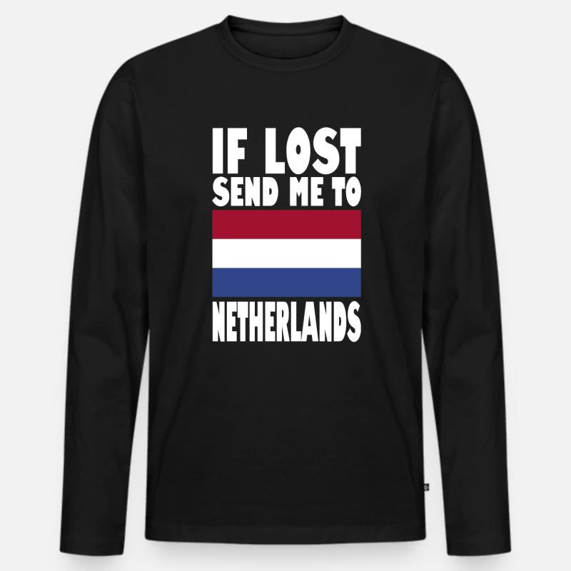Niederlande Flagge Spruch - Männer Premium Bio Langarmshirt - Schwarz