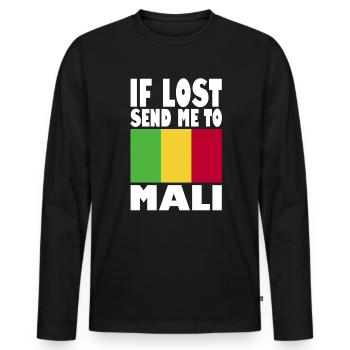 Slogan du drapeau du Mali - T-shirt manches longues Premium bio Homme - noir - Devant - Nico (187cm)