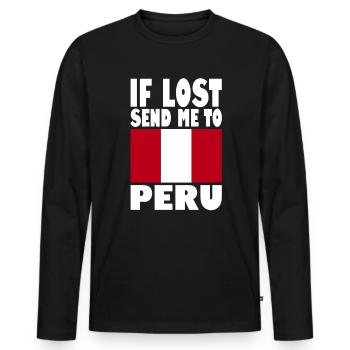Drapeau du Pérou - T-shirt manches longues Premium bio Homme - noir - Devant - Nico (187cm)