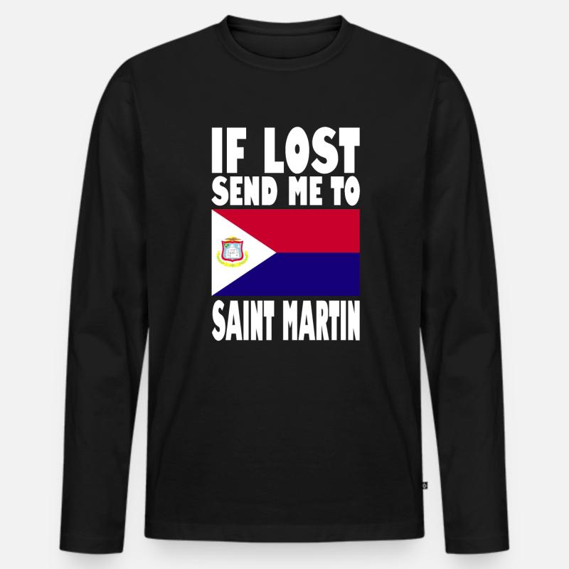 St. Martin Flagge Spruch - Männer Premium Bio Langarmshirt - Schwarz