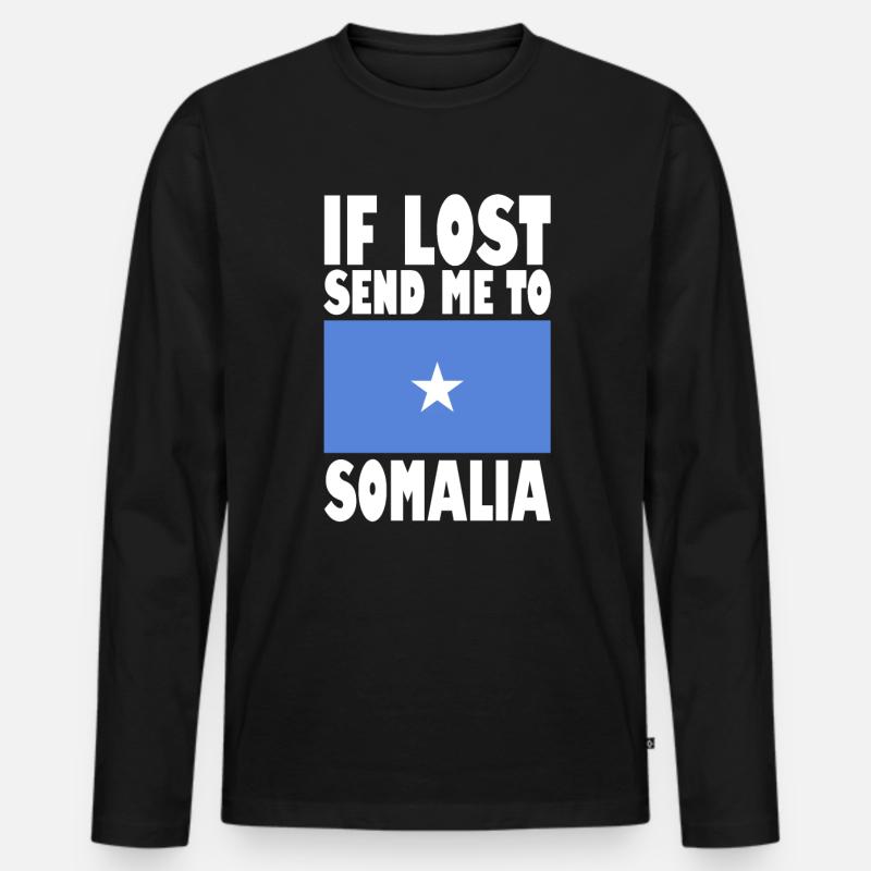 Somalia Flagge Spruch - Männer Premium Bio Langarmshirt - Schwarz