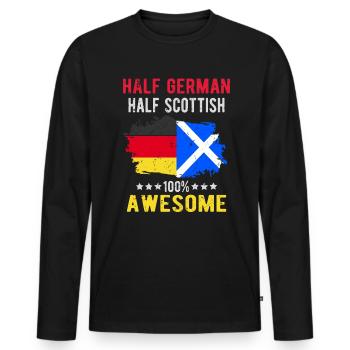 Halb Deutsch Halb Schotte - Männer Premium Bio Langarmshirt - Schwarz - Vorne - Nico (187cm)
