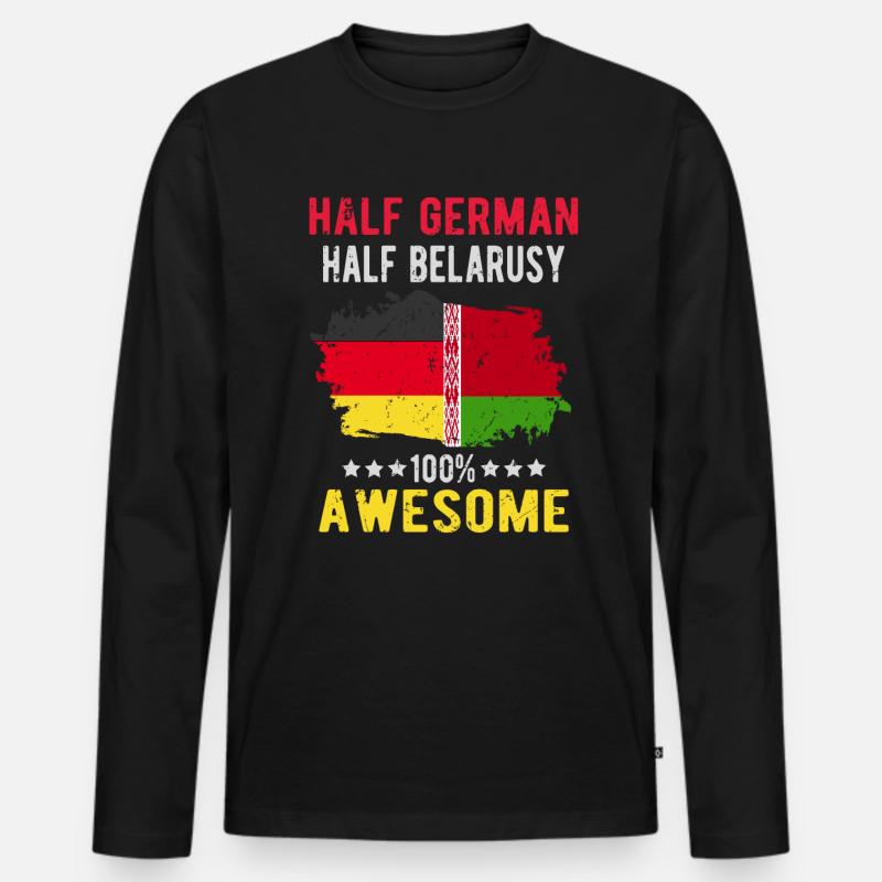 Halb Deutsch Halb Belarusse - Männer Premium Bio Langarmshirt - Schwarz