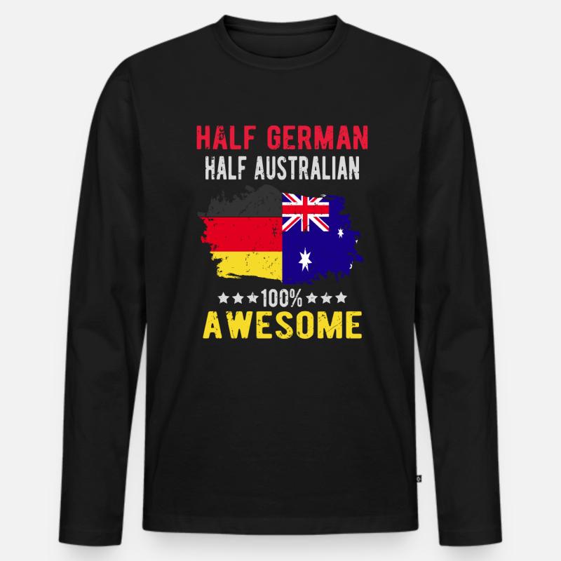 Halb Deutsch Halb Australier - Männer Premium Bio Langarmshirt - Schwarz