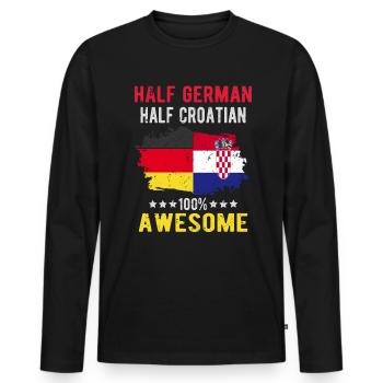 Moitié allemand moitié croate - T-shirt manches longues Premium bio Homme - noir - Devant - Nico (187cm)