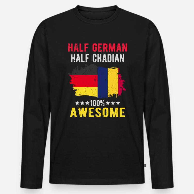 Half German Half Chader - Men's Premium Organic Long Sleeve Shirt - black