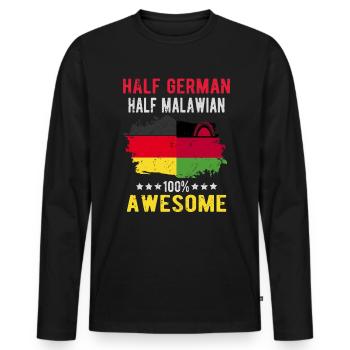 Half German Half Malawi - Men's Premium Organic Long Sleeve Shirt - black - Front - Nico (187cm)