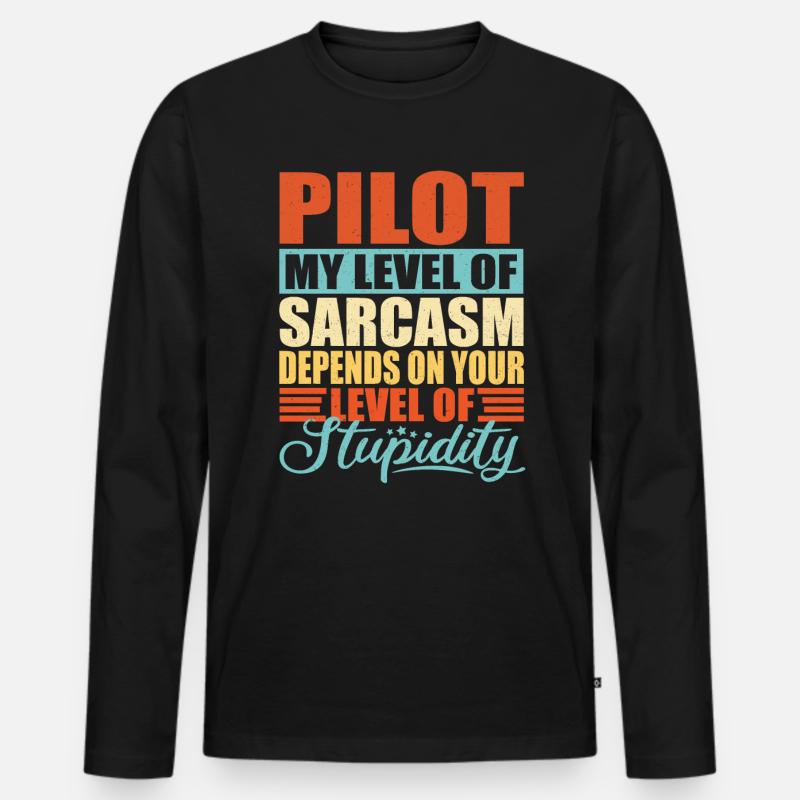 Pilot sarkasmus Lustiger Pilot - Männer Premium Bio Langarmshirt - Schwarz