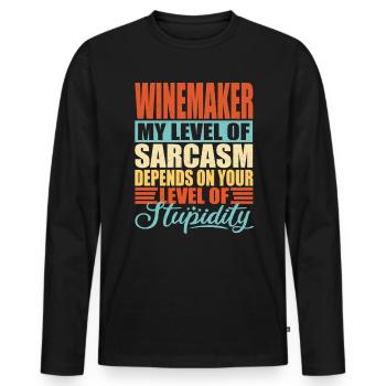 Sarcasme de vigneron Drôle de vigneron - T-shirt manches longues Premium bio Homme - noir - Devant - Nico (187cm)