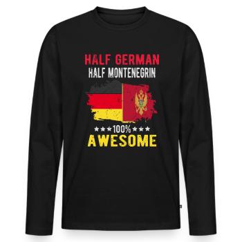 Moitié allemand moitié Monténégrins - T-shirt manches longues Premium bio Homme - noir - Devant - Nico (187cm)