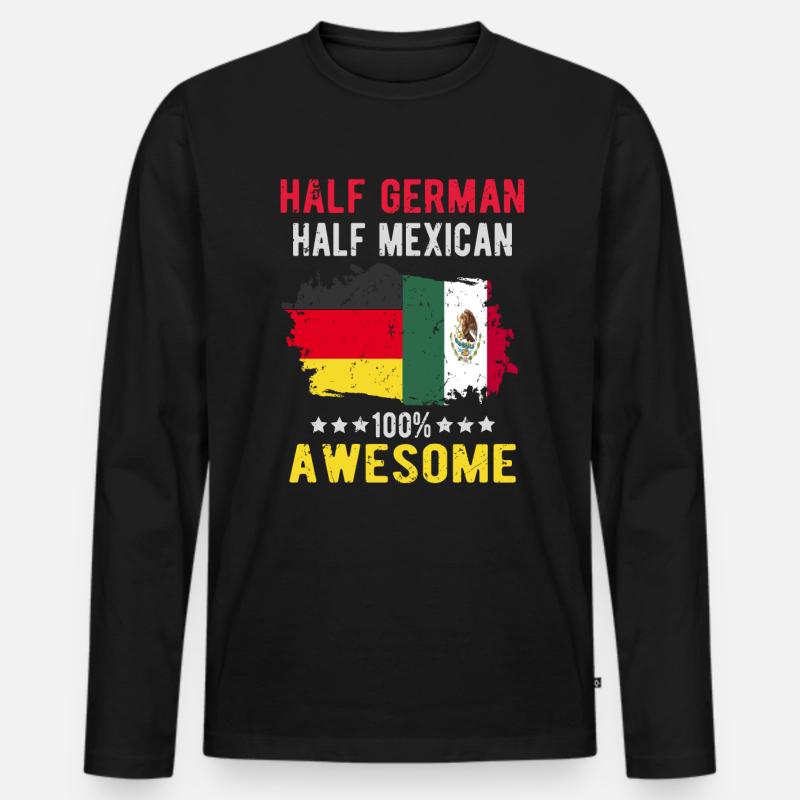 Halb Deutsch Halb Mexikaner - Männer Premium Bio Langarmshirt - Schwarz