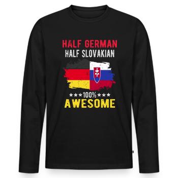 Moitié allemand moitié slovaque - T-shirt manches longues Premium bio Homme - noir - Devant - Nico (187cm)