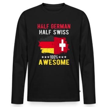 Half German half Swiss - Men's Premium Organic Long Sleeve Shirt - black - Front - Nico (187cm)