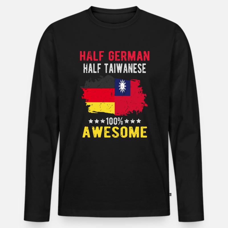 Halb Deutsch Halb Taiwaner - Männer Premium Bio Langarmshirt - Schwarz