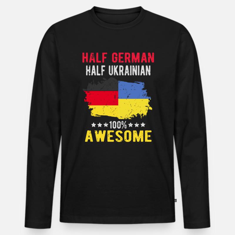 Halb Deutsch Halb Ukrainer - Männer Premium Bio Langarmshirt - Schwarz