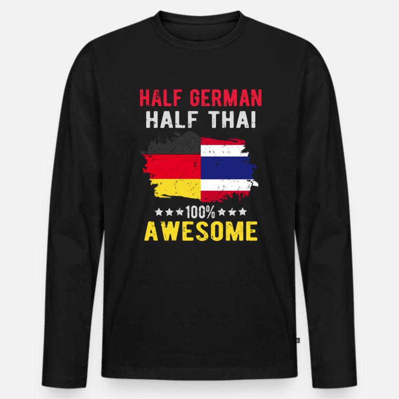 Half German half Thai - Men's Premium Organic Long Sleeve Shirt - black