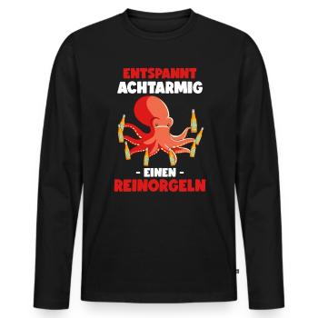 Entspannt Achtarmig einen reinorgeln Saufen - Männer Premium Bio Langarmshirt - Schwarz - Vorne - Nico (187cm)