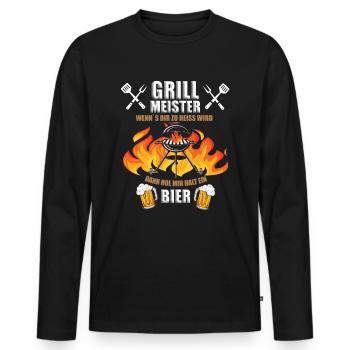 Grillmeister Grillen Bier - Männer Premium Bio Langarmshirt - Schwarz - Vorne - Nico (187cm)