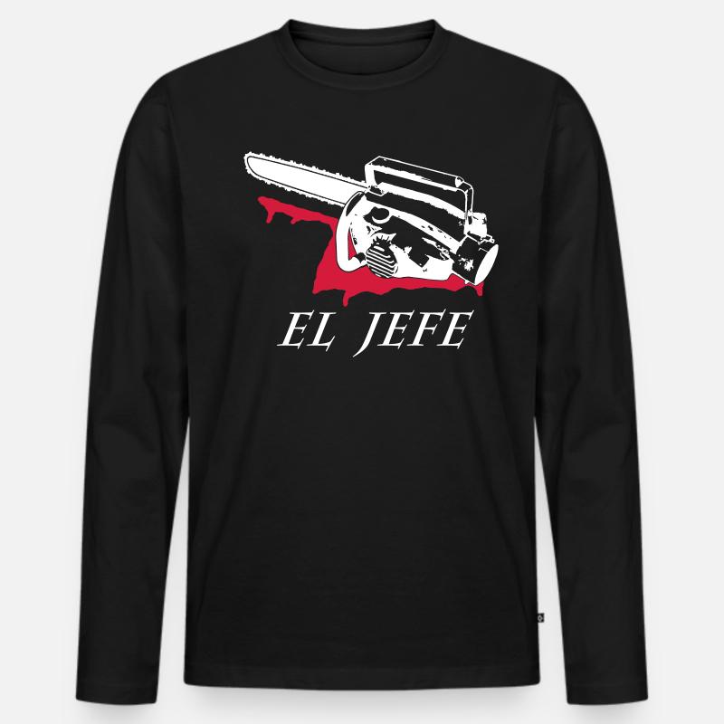 el jefe - Männer Premium Bio Langarmshirt - Schwarz