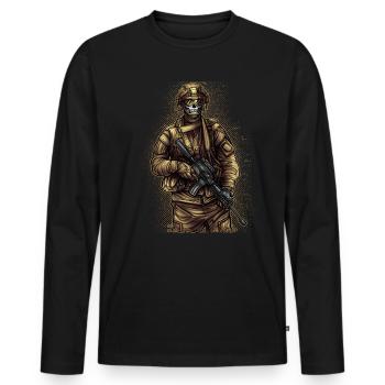 Soldat | Guerre arme défense attaque armée - T-shirt manches longues Premium bio Homme - noir - Devant - Nico (187cm)