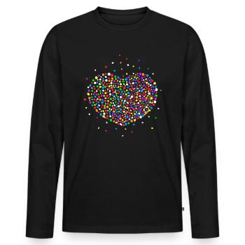 Coeur de confettis pour le carnaval de Mardi Gras, etc. - T-shirt manches longues Premium bio Homme - noir - Devant - Nico (187cm)