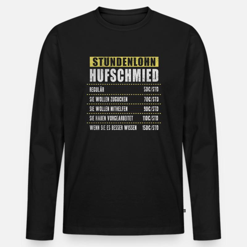 Stundenlohn Hufschmied - Männer Premium Bio Langarmshirt - Schwarz