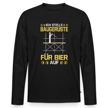 Baugerüste Aufstellen Bier Baustelle Handwerker - Männer Premium Bio Langarmshirt - Schwarz - Vorne - Nico (187cm)