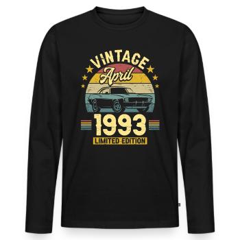 Vintage Avril 1993 30 Ans Anniversaire - T-shirt manches longues Premium bio Homme - noir - Devant - Nico (187cm)