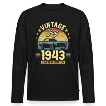 Birthday Party July 1943 80 years anniversary - Men's Premium Organic Long Sleeve Shirt - black - Front - Nico (187cm)