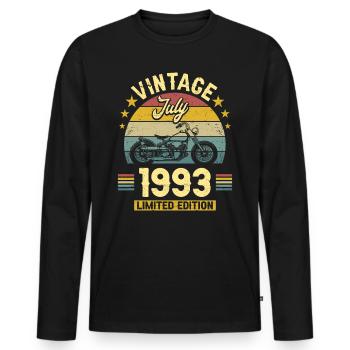 Bikerparty Juli 1993 30-jähriges Jubiläum - Männer Premium Bio Langarmshirt - Schwarz - Vorne - Nico (187cm)