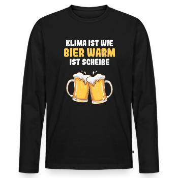 Klima Ist Wie Bier Warm Ist Scheiße Erderwärmung - Männer Premium Bio Langarmshirt - Schwarz - Vorne - Nico (187cm)