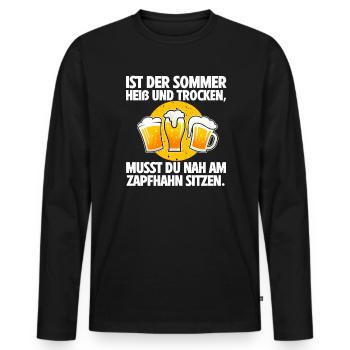 Bierliebhaber Bierkrug Sommer Heiß Zapfhahn Hocken - Männer Premium Bio Langarmshirt - Schwarz - Vorne - Nico (187cm)