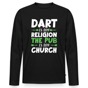 Darts My Religion Pub Church Darts Player - Men's Premium Organic Long Sleeve Shirt - black - Front - Nico (187cm)