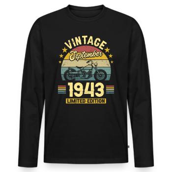 Biker Party 1943 80-jähriges Jubiläum im September - Männer Premium Bio Langarmshirt - Schwarz - Vorne - Nico (187cm)