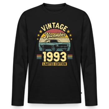Anniversaire Novembre 1993 30 Ans Anniversaire - T-shirt manches longues Premium bio Homme - noir - Devant - Nico (187cm)