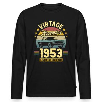 Anniversary November 1953 70 Years Anniversary - Men's Premium Organic Long Sleeve Shirt - black - Front - Nico (187cm)