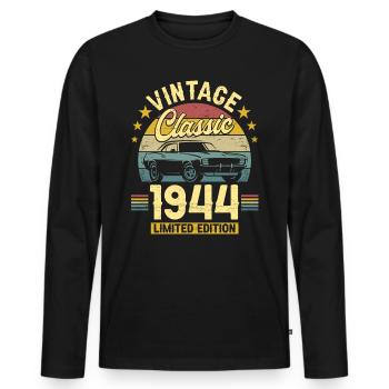 Vintage Car Year 1944 80 Years Anniversary - Men's Premium Organic Long Sleeve Shirt - black - Front - Nico (187cm)