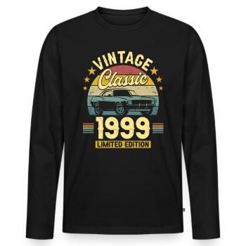 Voiture Vintage Année 1999 25 Ans Anniversaire - T-shirt manches longues Premium bio Homme - noir - Devant - Nico (187cm)
