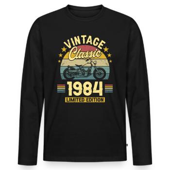 Motorcycle Year 1984 Biker 40 Years Anniversary - Men's Premium Organic Long Sleeve Shirt - black - Front - Nico (187cm)