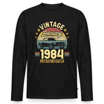 Anniversaire Février 1984 40 Ans Anniversaire - T-shirt manches longues Premium bio Homme - noir - Devant - Nico (187cm)