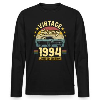 Birthday February 1994 30 Years Anniversary - Men's Premium Organic Long Sleeve Shirt - black - Front - Nico (187cm)