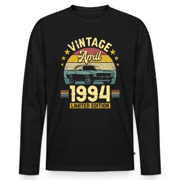 Anniversaire Avril 1994 30 Ans Anniversaire - T-shirt manches longues Premium bio Homme - noir - Devant - Nico (187cm)
