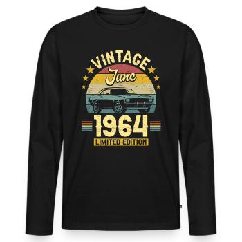 Juni 1964 Auto 60 Jahre Jubiläum - Männer Premium Bio Langarmshirt - Schwarz - Vorne - Nico (187cm)