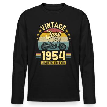 Biker 70 Years Old 1954 June 70 Years Anniversary - Men's Premium Organic Long Sleeve Shirt - black - Front - Nico (187cm)