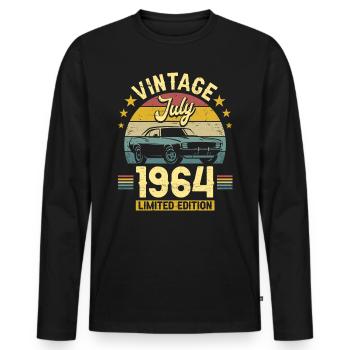 Juli 1964 Auto zum 60-jährigen Jubiläum - Männer Premium Bio Langarmshirt - Schwarz - Vorne - Nico (187cm)