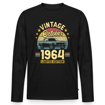 Oktober 1964 Auto zum 60-jährigen Jubiläum - Männer Premium Bio Langarmshirt - Schwarz - Vorne - Nico (187cm)