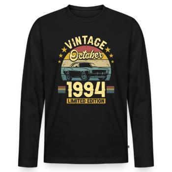 Octobre 1994 Voiture 30ème Anniversaire - T-shirt manches longues Premium bio Homme - noir - Devant - Nico (187cm)